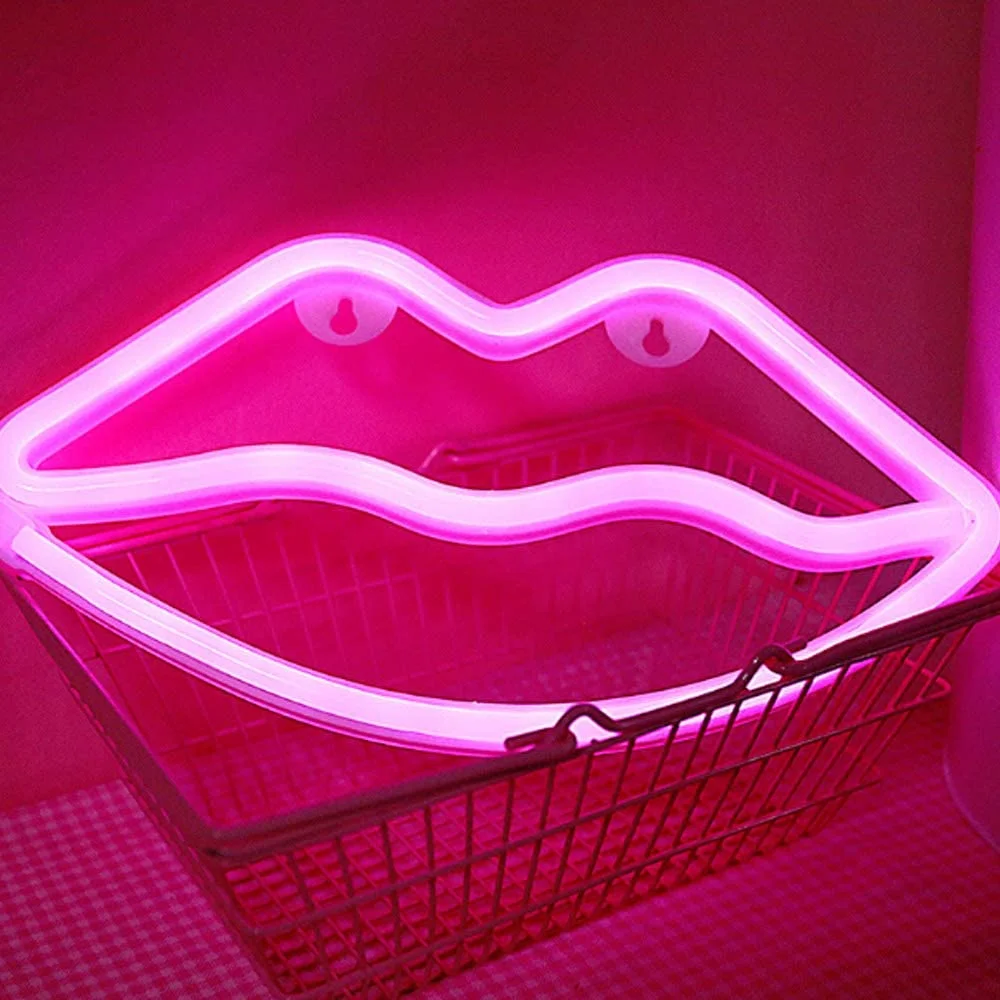 Red lips hot romantic flexible custom acrylic led neon light sign