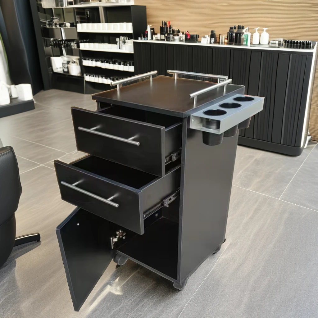 Wholesale Modern White Wood Salon Trolley with Wheels 3 Drawers Storage Rack for Home Hotel Beauty Hair Salon Warehouse Use