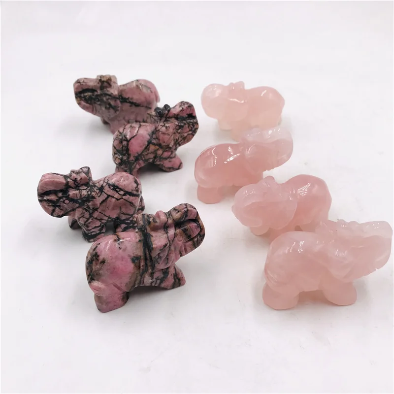 Hot sale crystal Carving Crafts rose quartz crystal elephant for gifts souvenir