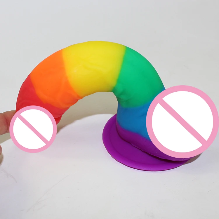 New arrival 7inch real penis pride rainbow dildo for adult sex toy gay anal