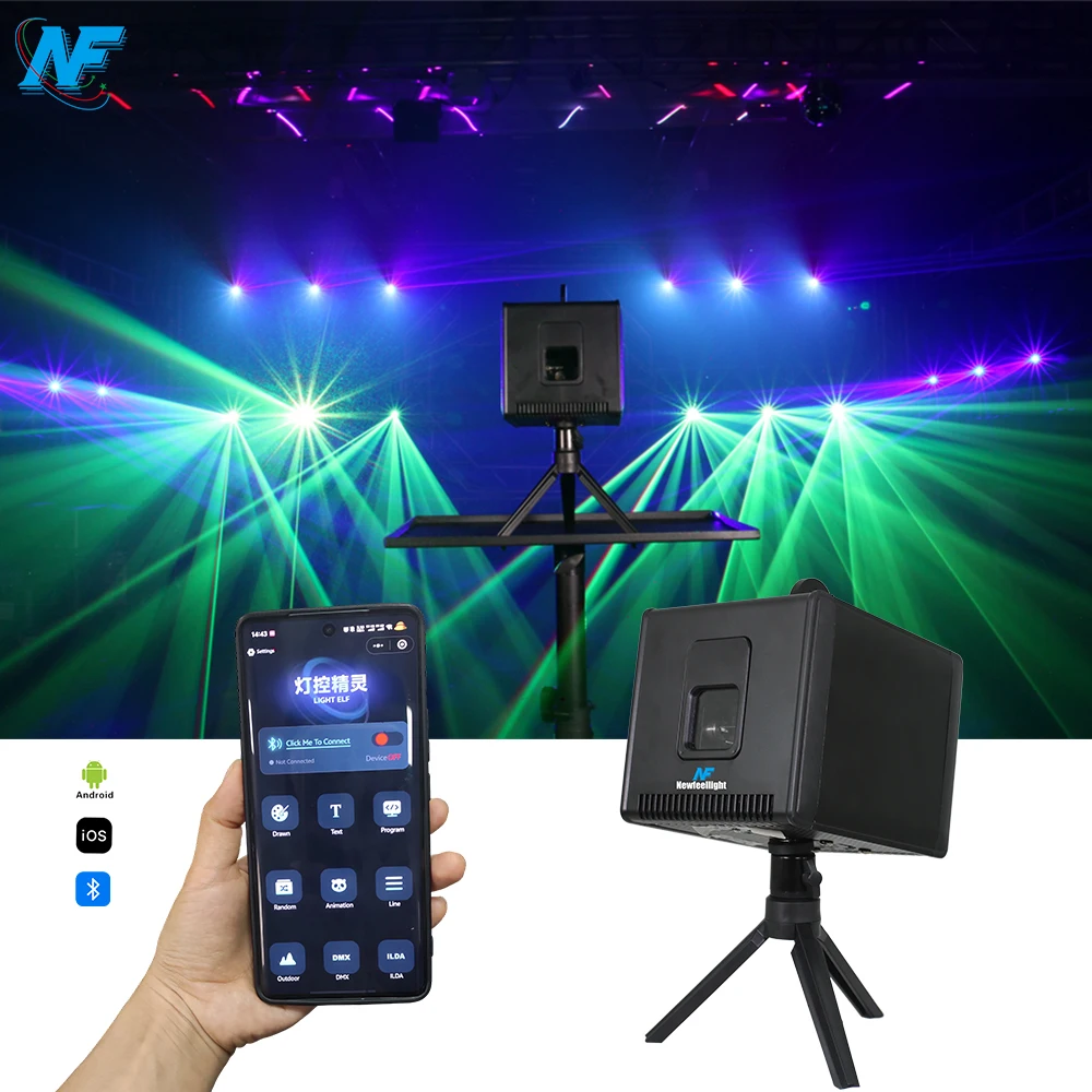 M2-702A 2W RGB Laser Light APP Bluetooth Control  Battery Powered DJ Disco Christmas Party Laser Stage Lighting
