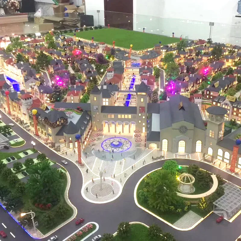 Perfect LED lighting city planning miniature building model , crystal model building