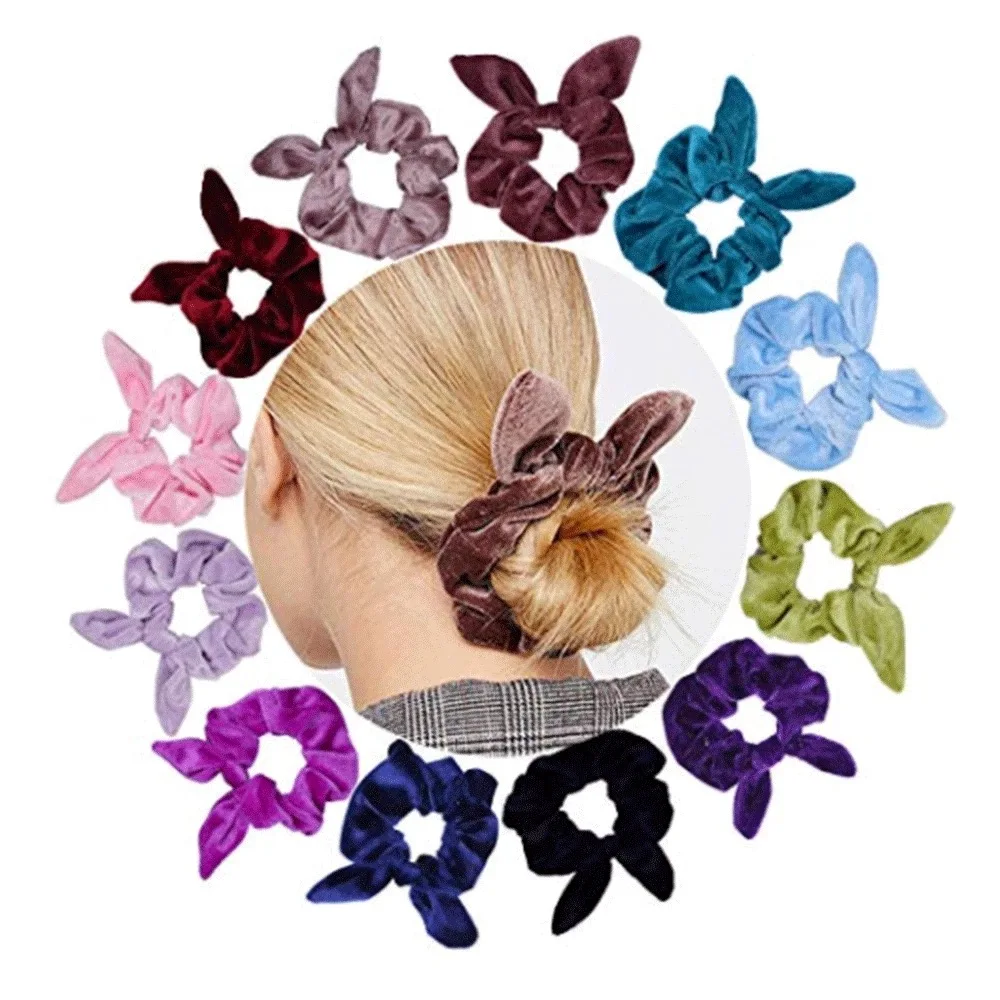 wholesale Velvet Hair Tie for girls kids velvet hair accessories rabbit ear