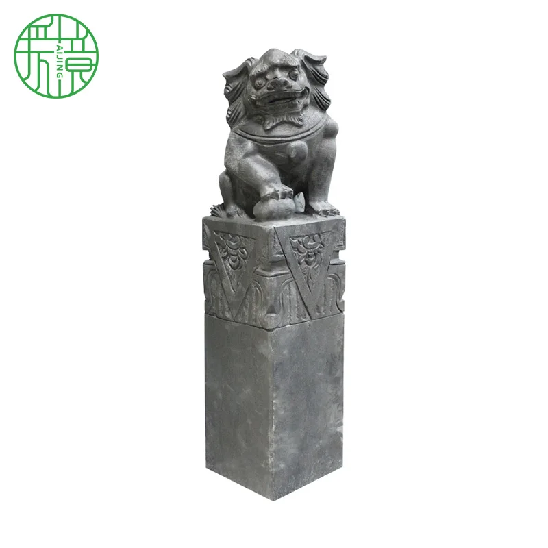 Classic Chinese outdoor hand carved large meatball stone columns decorate the garden from AIKING