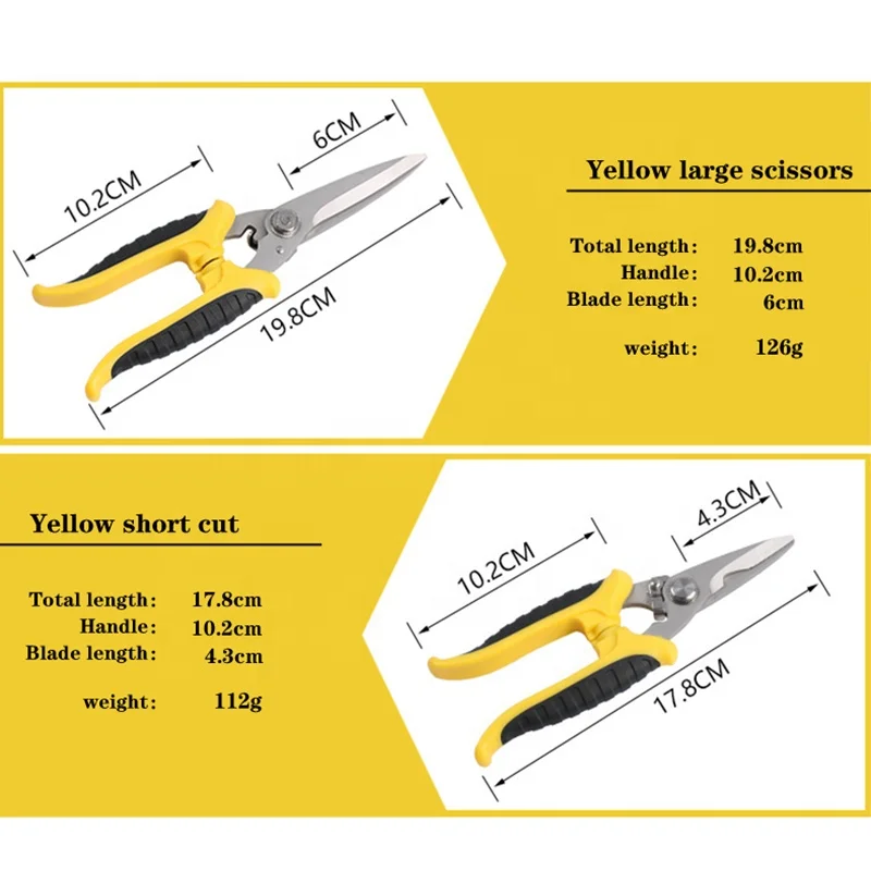 Stainless Steel Electrician Scissors Wire Shears Safety Lock Spring Scissors Fruit Flower Branch Shears Garden Pruning Shears