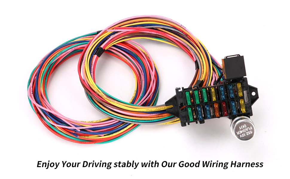 High quality 14 circuit wiring harness for street muscle car hot rod rat XL copper wiring harness 12 V wiring harness kit