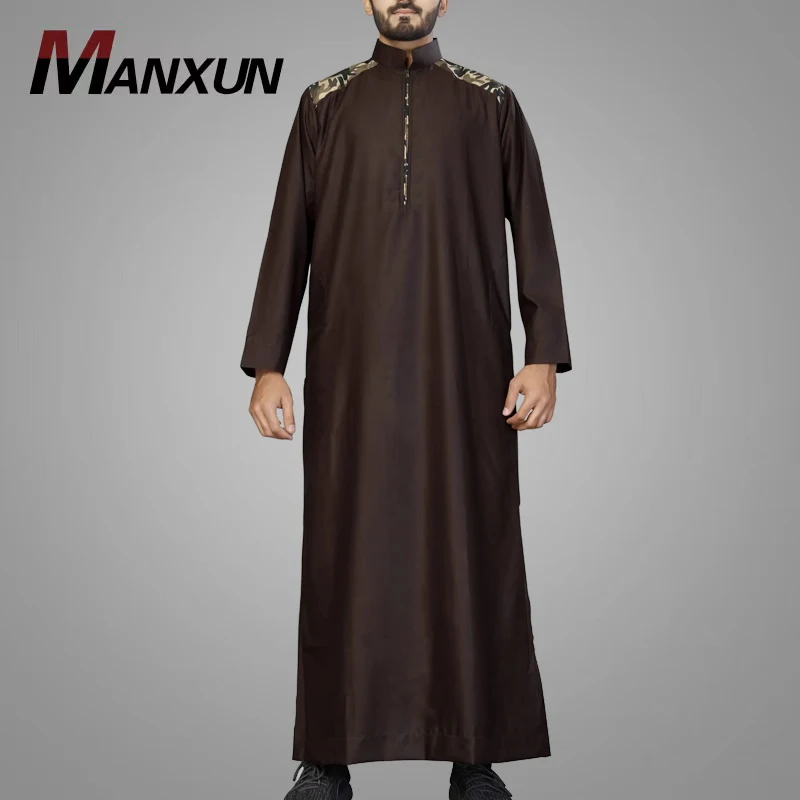 wholesale Jubbah Islamic Clothing Long Sleeve Arab Men Full Length Thobe High Quality Kuwait Style Daffah Men Clothing