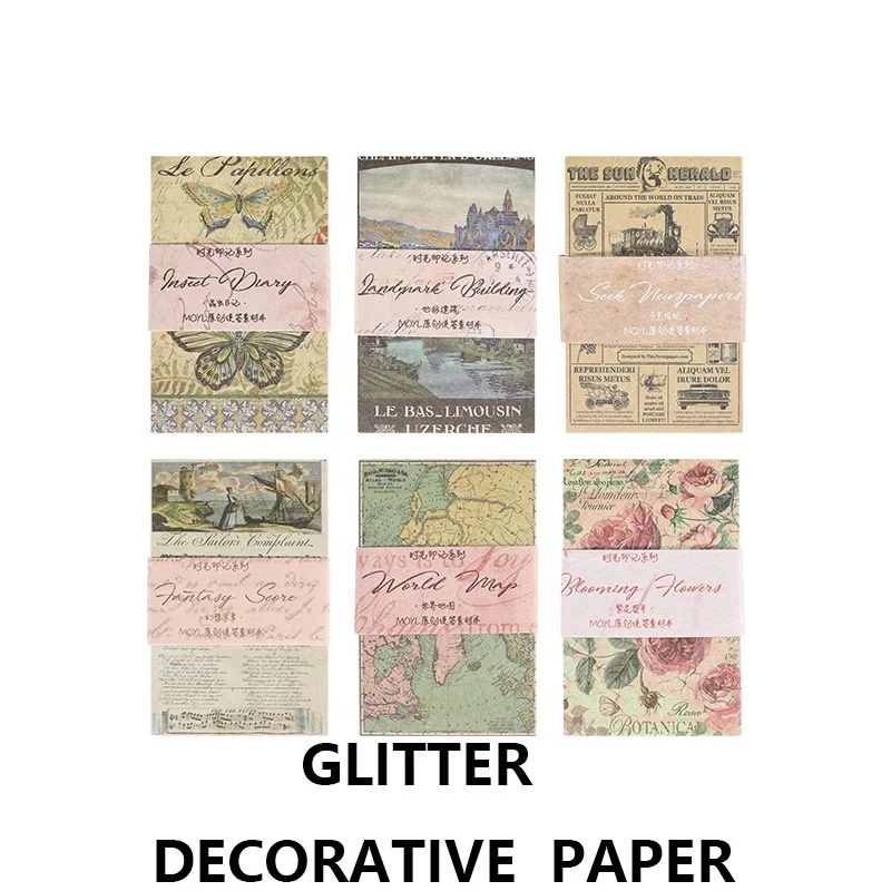 60pcs Vintage Scrapbooking Paper Retro art Handbook Decoration Backing Material Paper  Decorative Craft Paper Collage