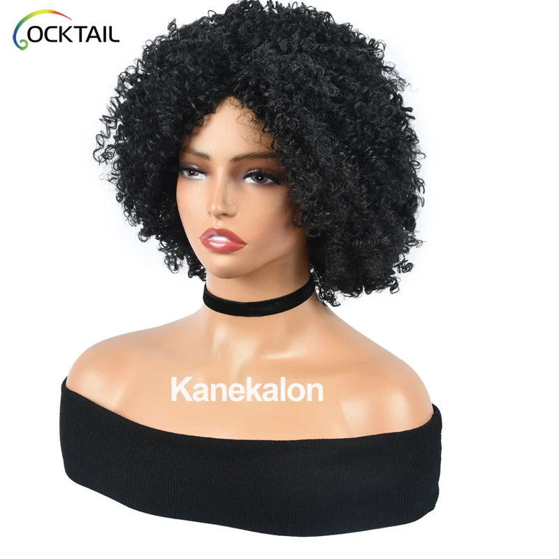 Kanekalon fiber curly synthetic wig, futura fiber afro wig in stock