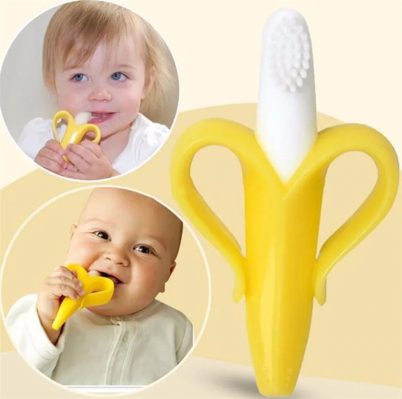 Wholesale Baby Toothbrush Teether Toy Custom Safety Reusable Soft Finger Baby Banana Toothbrush Silicone Baby Toothbrush For Kid
