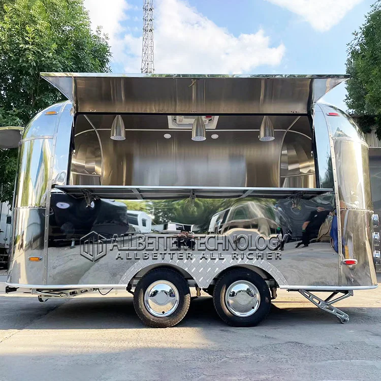 Продажа с фабрики в Китае популярная передвижная тележка для еды из нержавеющей стали торговый прицеп на колесах