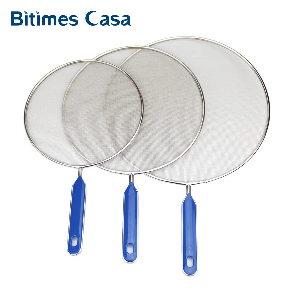 Durable 3PCS/Set Stainless Steel Kitchen Oil and Grease Splatter Screen Fine Mesh For Deep Frying and Baking