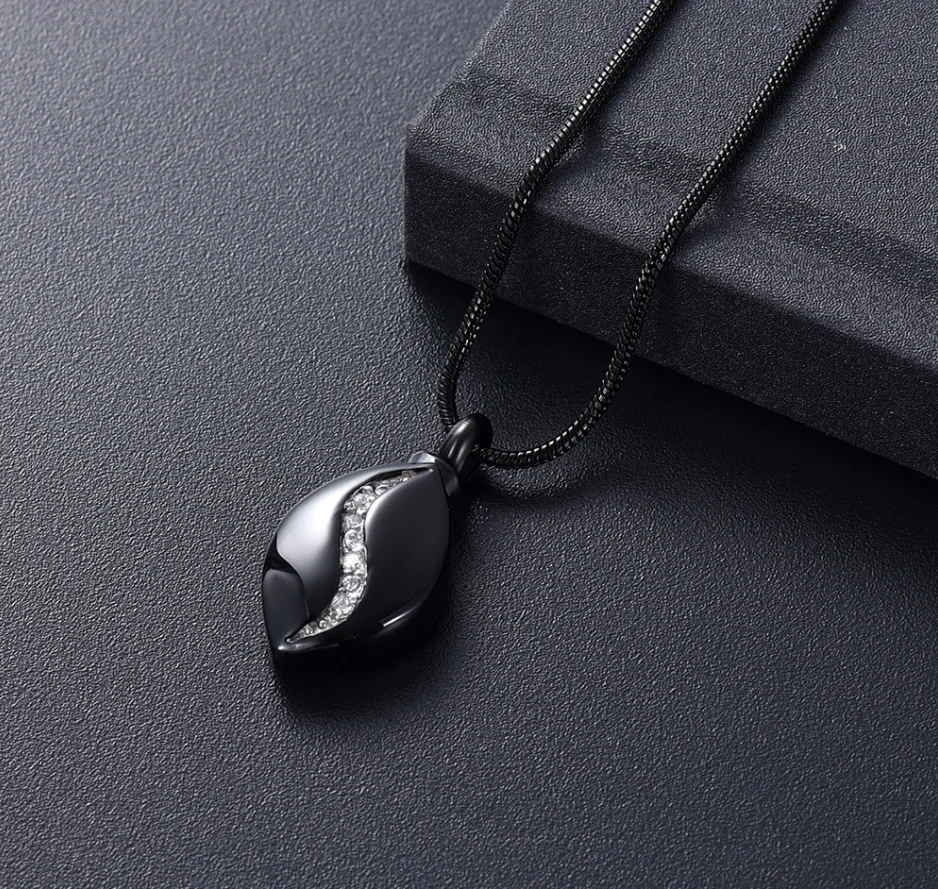 Fashion Teardrop Keepsake Pendant Necklace For Women Mini Cremation Necklace Inlay Clear Zircon Memorial Jewelry Free Engrave PR