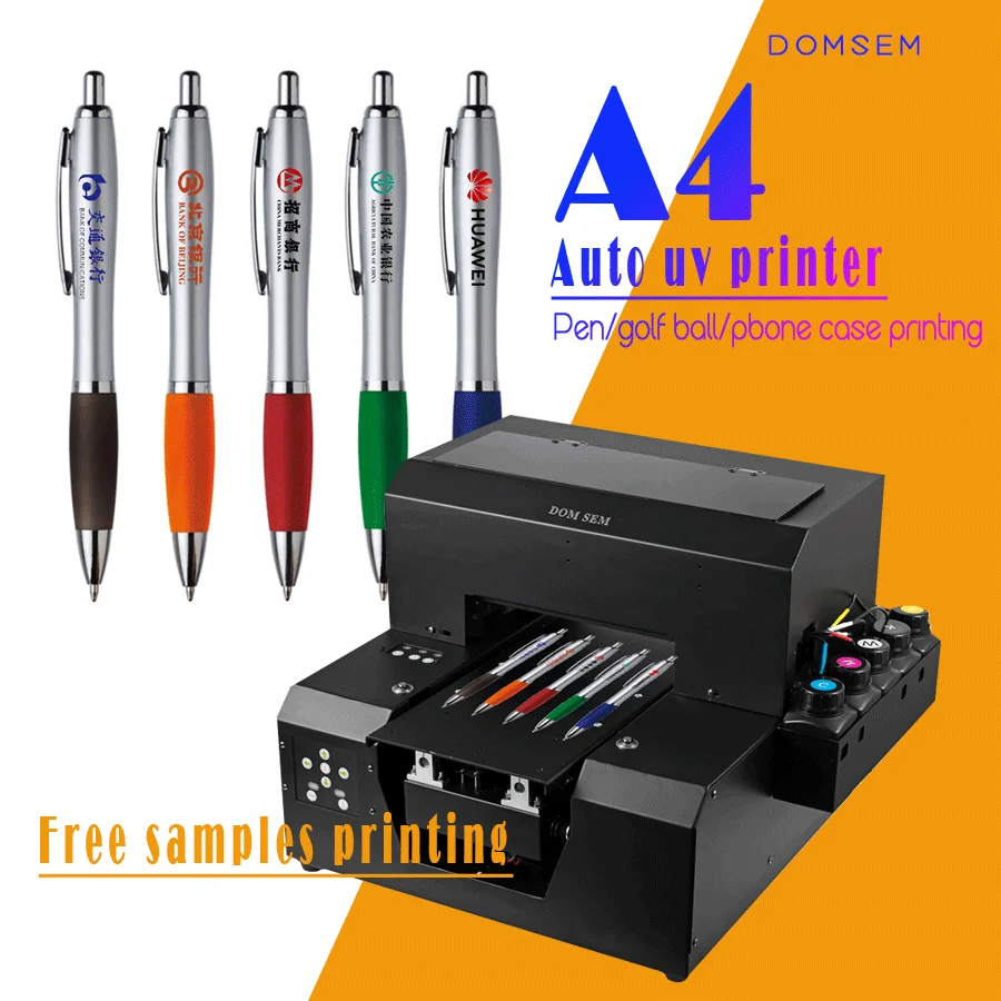 DOMSEM HOT Selling 6 color A4 size UV Printer phone case Printers UV LED Flatbed Automatic Printing Machine with L805 Head