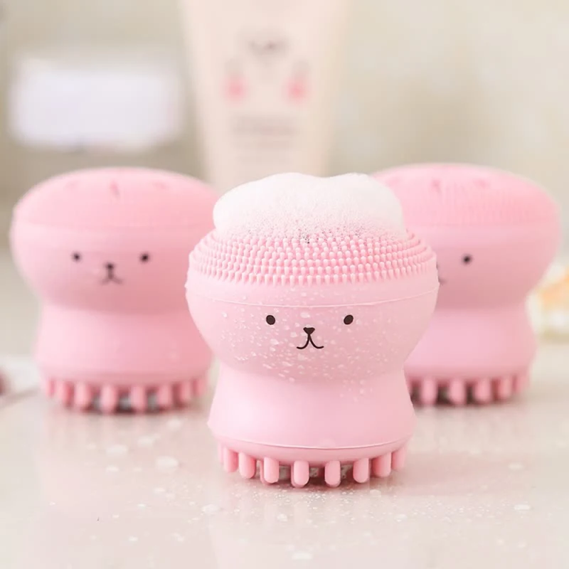 
Cute Octopus Shape Facial Massage Brush Mini Professional Pore Cleaner Exfoliator Facial Cleansing Brush 