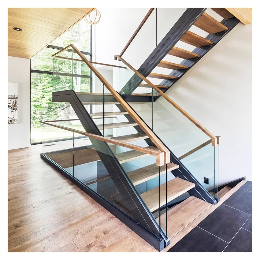 Frameless LED Light Colorful Stair Balcony Deck Railing Safty Glass Double Layer Tempered glass laminated For Railing System