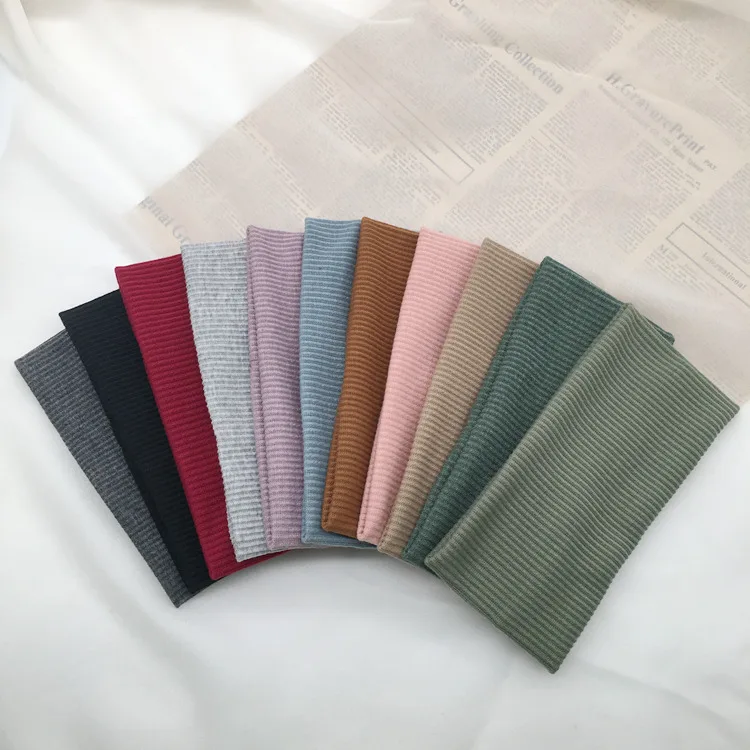 Autumn Winter Custom Logo Solid Color Head Wraps Sports Fitness Hairbands Women Stretch Knitted Headband Elastic Hair Bands