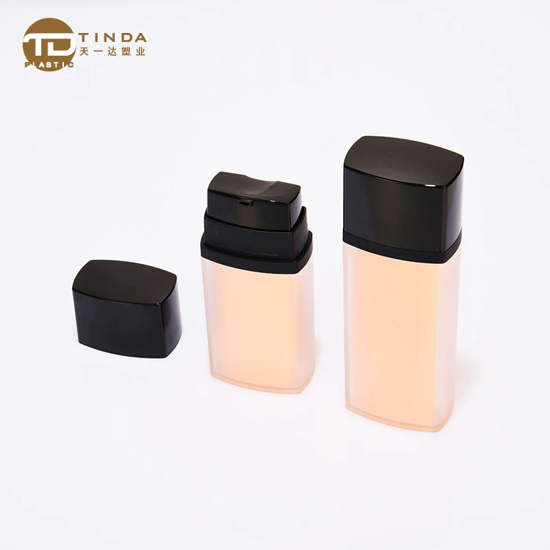 empty square airless pump double tubes lotion bottle with dual chambers for cosmetic skincare container 20ml 30ml