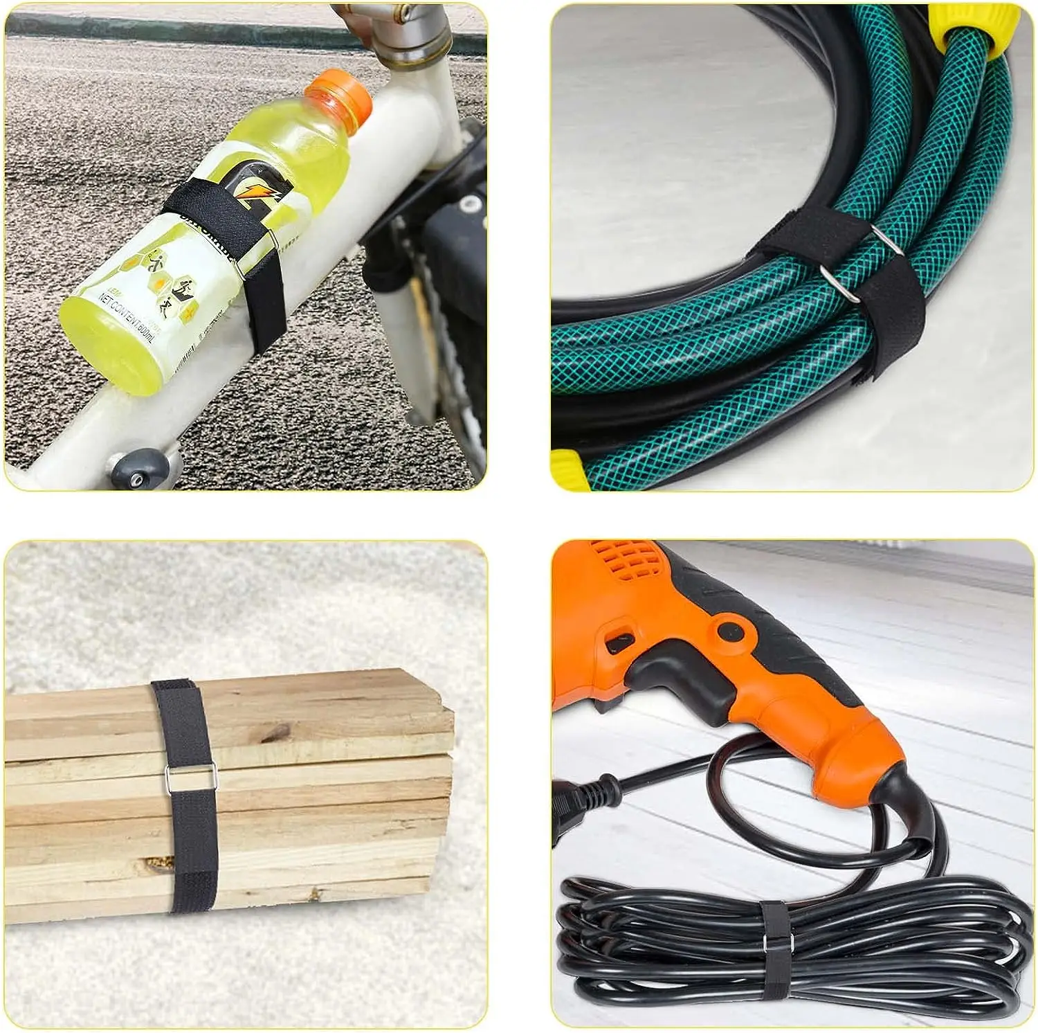 Fasten Nylon Power Cord Management Wire Organizer Straps Self Gripping Cable Ties Reusable Hook and Loop Cord Wraps Tape