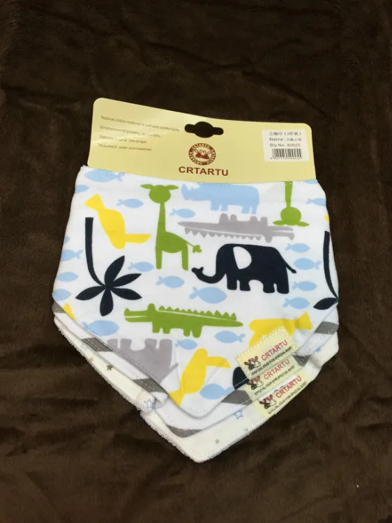 Hot Sale Baby Products Cotton Triangular Towel Print Bib Newborn Handkerchi