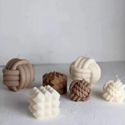 W015 круглая форма для свечей из пряжи, трехстрочная узелковая веревка, силиконовая форма для ароматерапии, свечи, шоколада