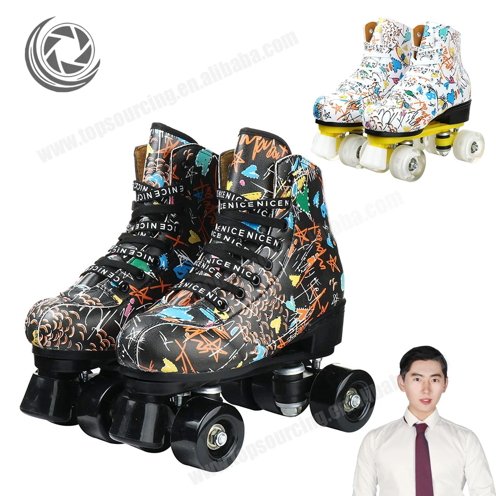 TopSupply New Design High-top for Adult Unisex Indoor and Outdoor Skating Four Light Up Wheels Roller Skates With Shoes Bag
