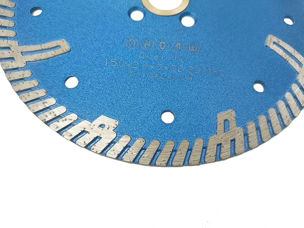 Hot Press 6 Inch Dry Continuous Rim Cutting Granite Marble Diamond Saw Blade with 7/8 Inch Arbor