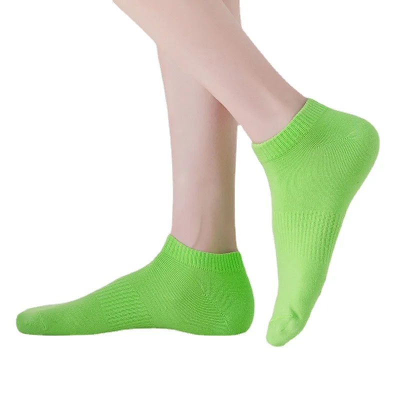 Wholesale summer cotton grip neon colorful low cut short socks for women