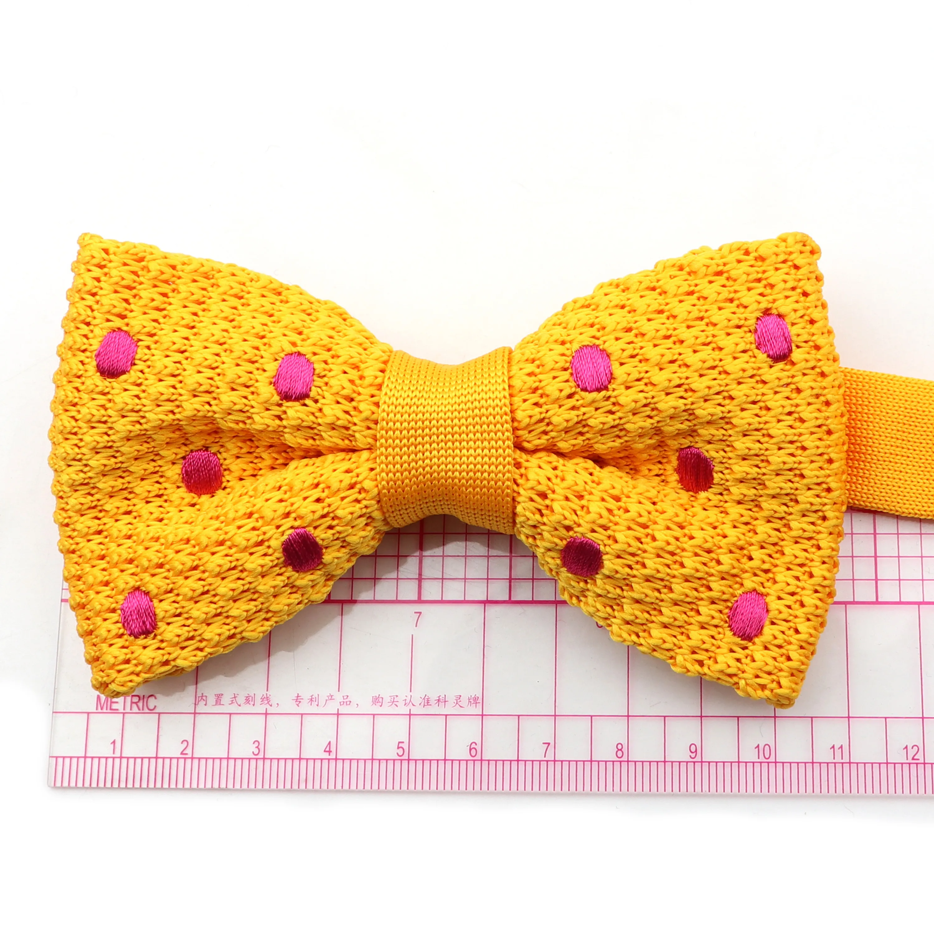 Women Colorful Bow Tie Knitted Bowknot Knit Wedding Party Solid Color Dot Neckwear Designer Knitting Dress Bowtie