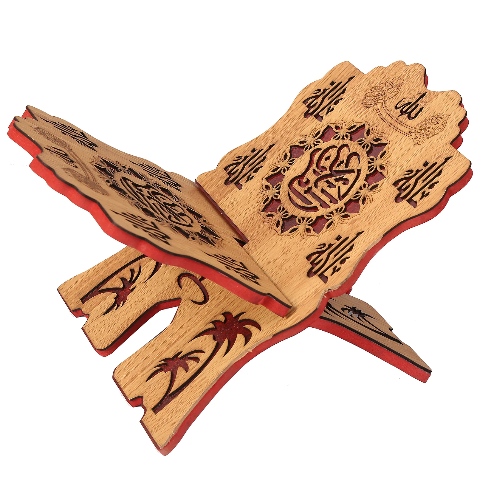 Islam Eid Books Shelf Wooden Eid Mubarak Prayer Stand Quran Storage Display Rack For Mubarak Muslim Party