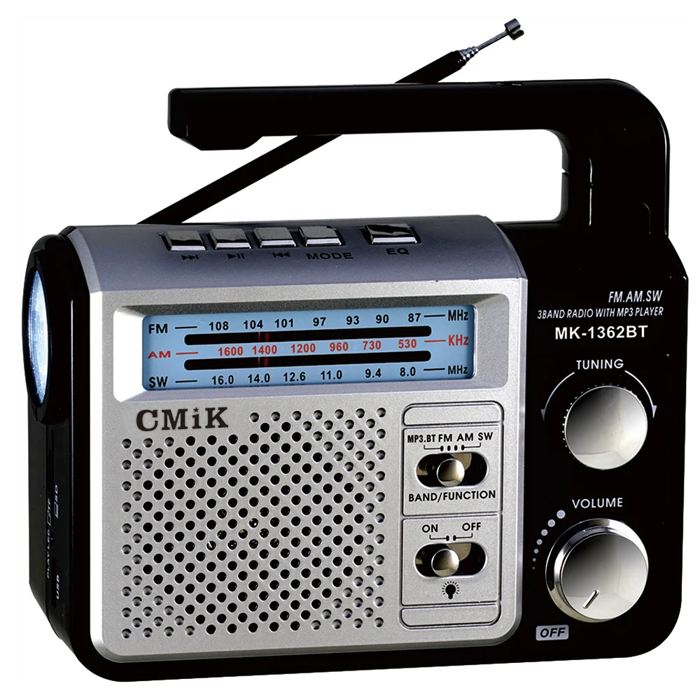 cmik MK-1363BT oem Professional Innovative dijital radyo fm am sw led light extra antenna portable radio