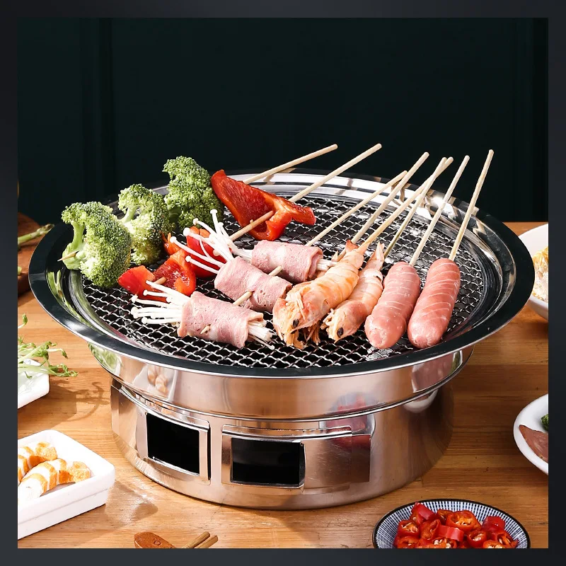 Korean charcoal grills outdoor commercial barbecue stove kitchen party charcoal bbq grill with tool set