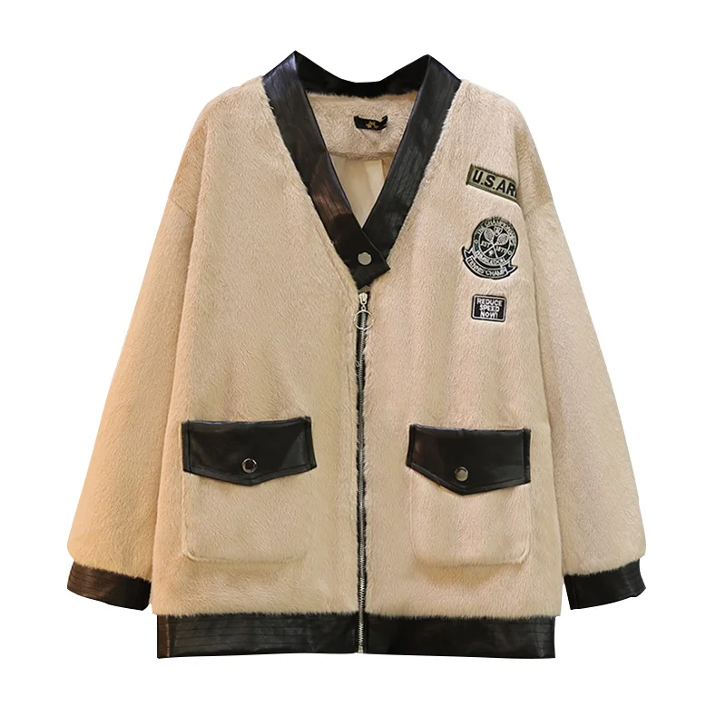 Женское пальто больших размеров оптовая продажа новое зимнее теплое и удобное из меха с интегрированной панелью