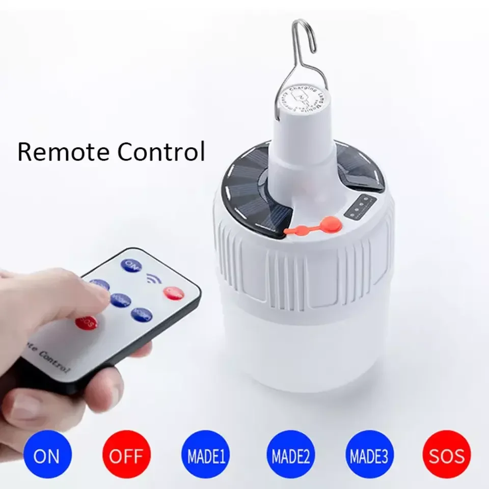 Waterproof Round Tent Table Hanging Lamp USB Charging Portable Outdoor LED Rechargeable Battery Solar Powered Camping Luminaire