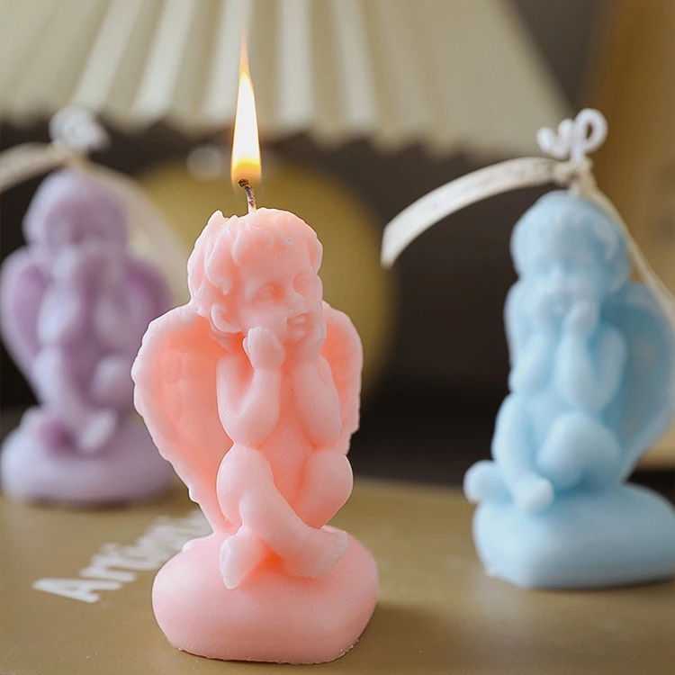 Wholesale Home Decoration Birthday Gift Cute Paraffin Fragrance Little Angel Shaped Scented Candle