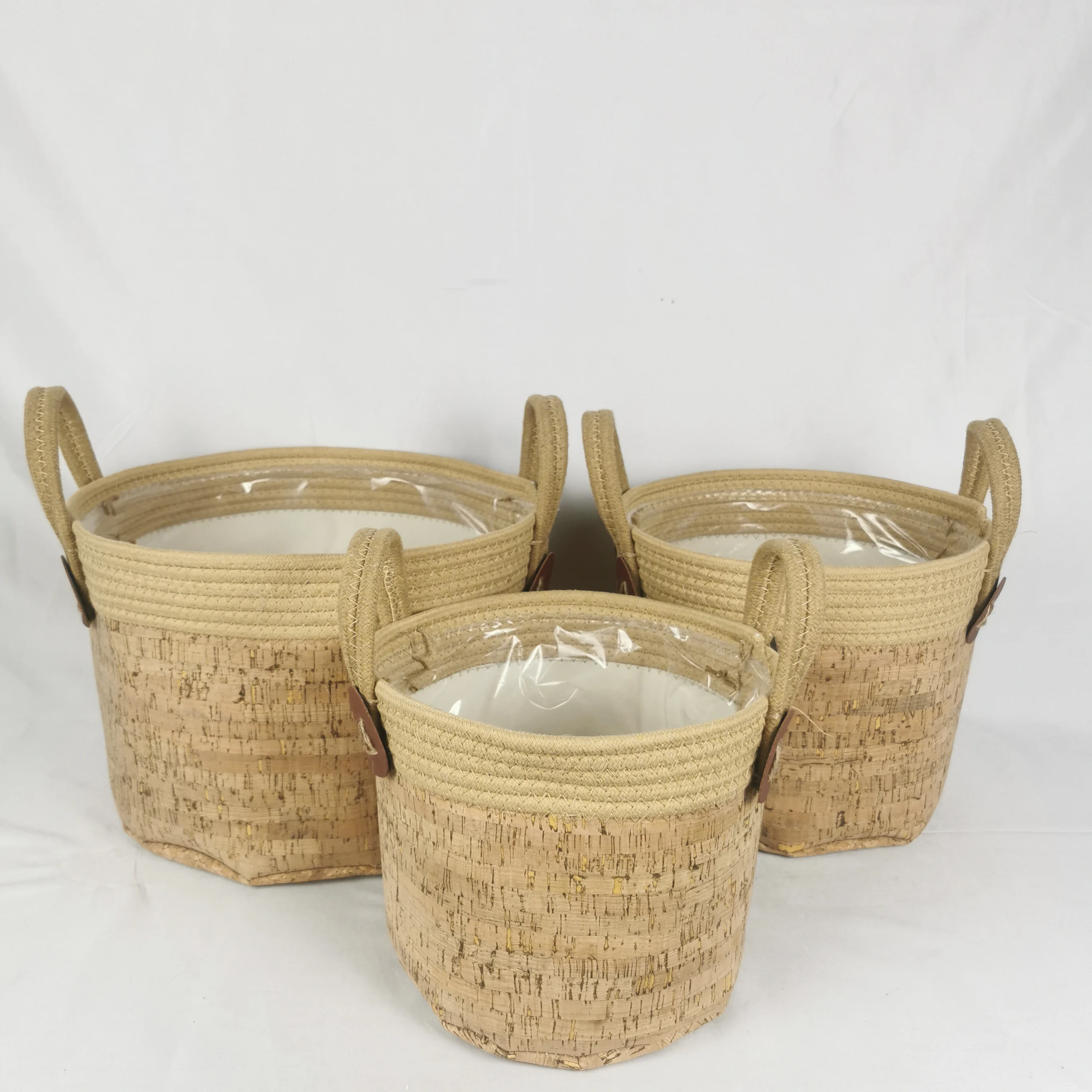 Wood skin handmade storage baskets flower vase for home decor