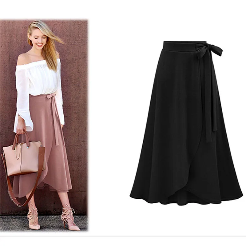 Pretty Large Skirt Long Wrap Skirt Sexy Dinner Dress Clothes Cheap Casual Fat Women Career Dresses Plus Size Elegant Skirt