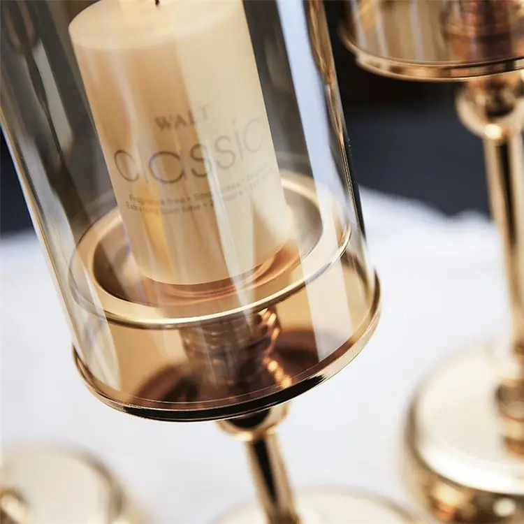 Light Luxury Glass Cover Romantic Candlelight Dinner Props Candle Holders OEM ODM Antique Table Decoration Crystal Candlestick