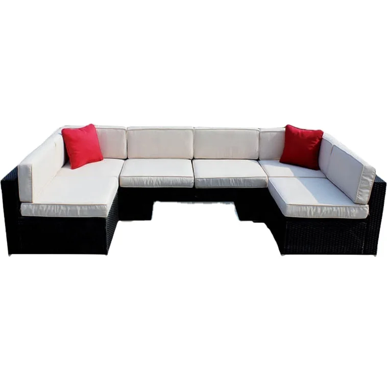 Patio Furniture Set Outdoor Lawn Backyard Poolside All Weather PE Wicker Rattan  Sectional Cushined