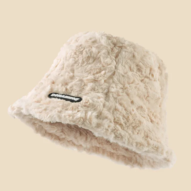 2024 Women Winter Plush Bucket Hat Warm Solid Color Faux Fur Fisherman Cap designer winter hats