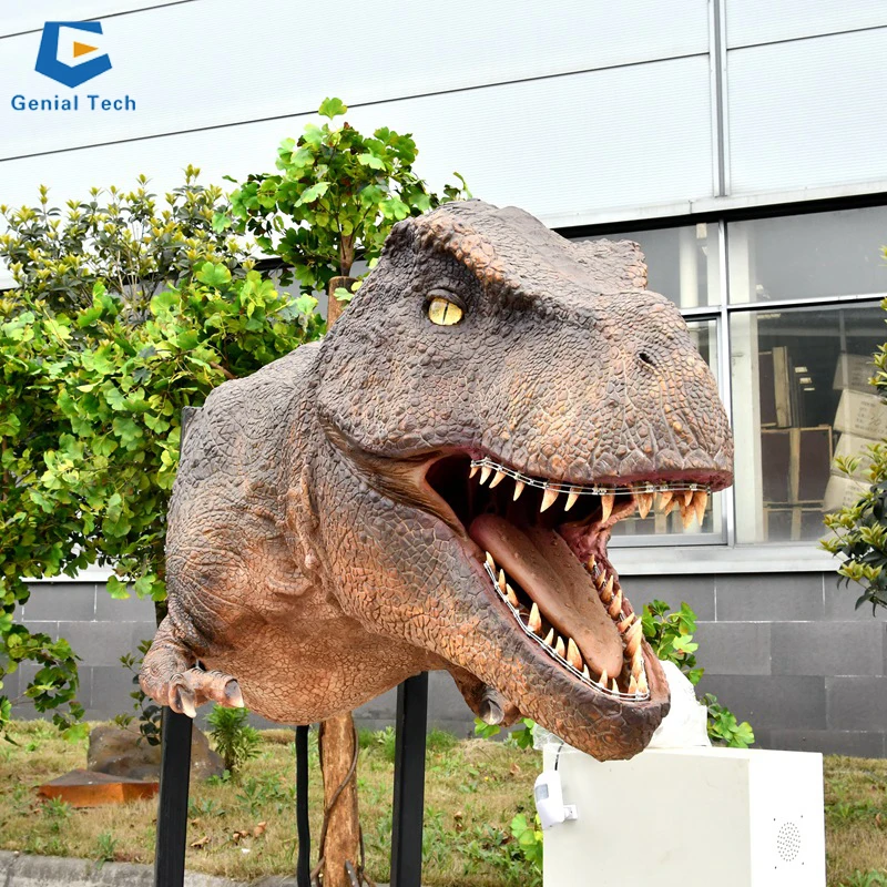 SGD10 Wall Mounted T-Rex Dinosaur Head Silicone Dinosau T-rex Animatronic Model For Shopping Mall Decoration
