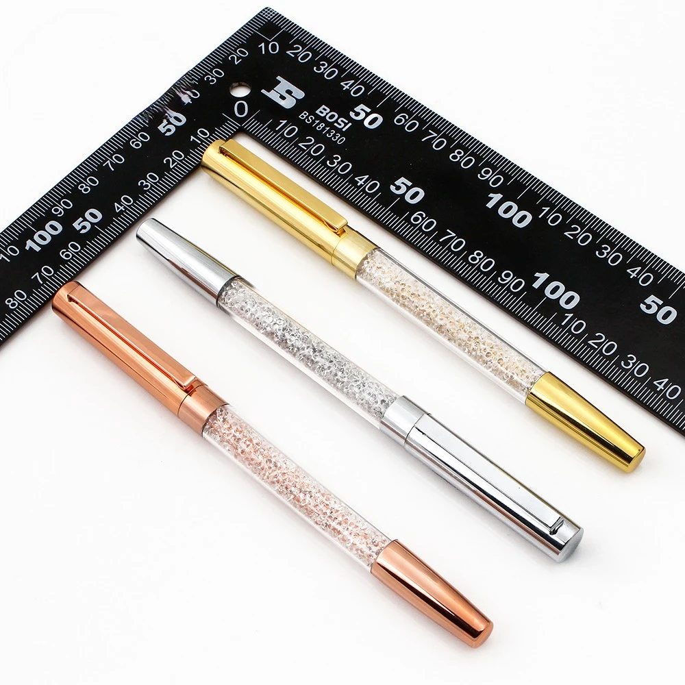 Hot Selling Luxury Office Stationery Fountain Pens Crystal Gifts Diamonds Rose Gold Fountain Pens