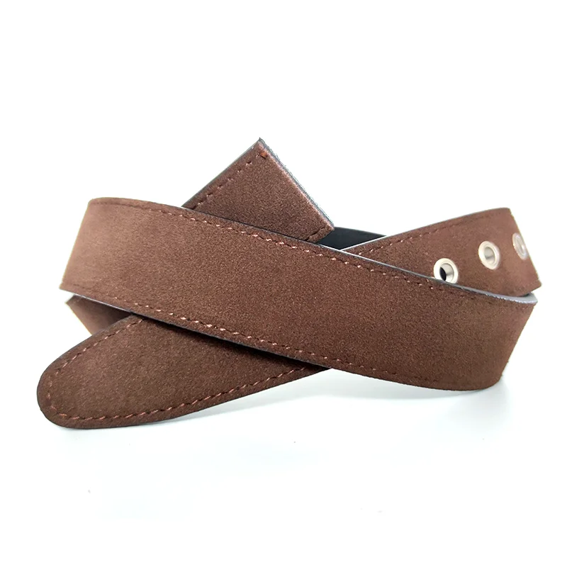 Carosung Custom Metal Eyelet Pin Buckle Genuine Leather Casual Dress Leather Belt Suede Belts Strap without Buckle