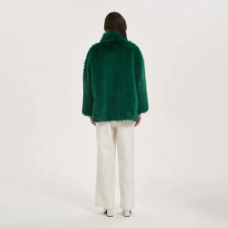Wholesale Factory Winter Ladies Warm Fur Coat Green Comfortable Custom Women Faux Fur Coat