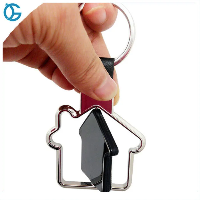 Customized Logo Rotating House Key Chain Stainless Steel Hardware Keyring Enamel Alloy Custom Metal House Keychains