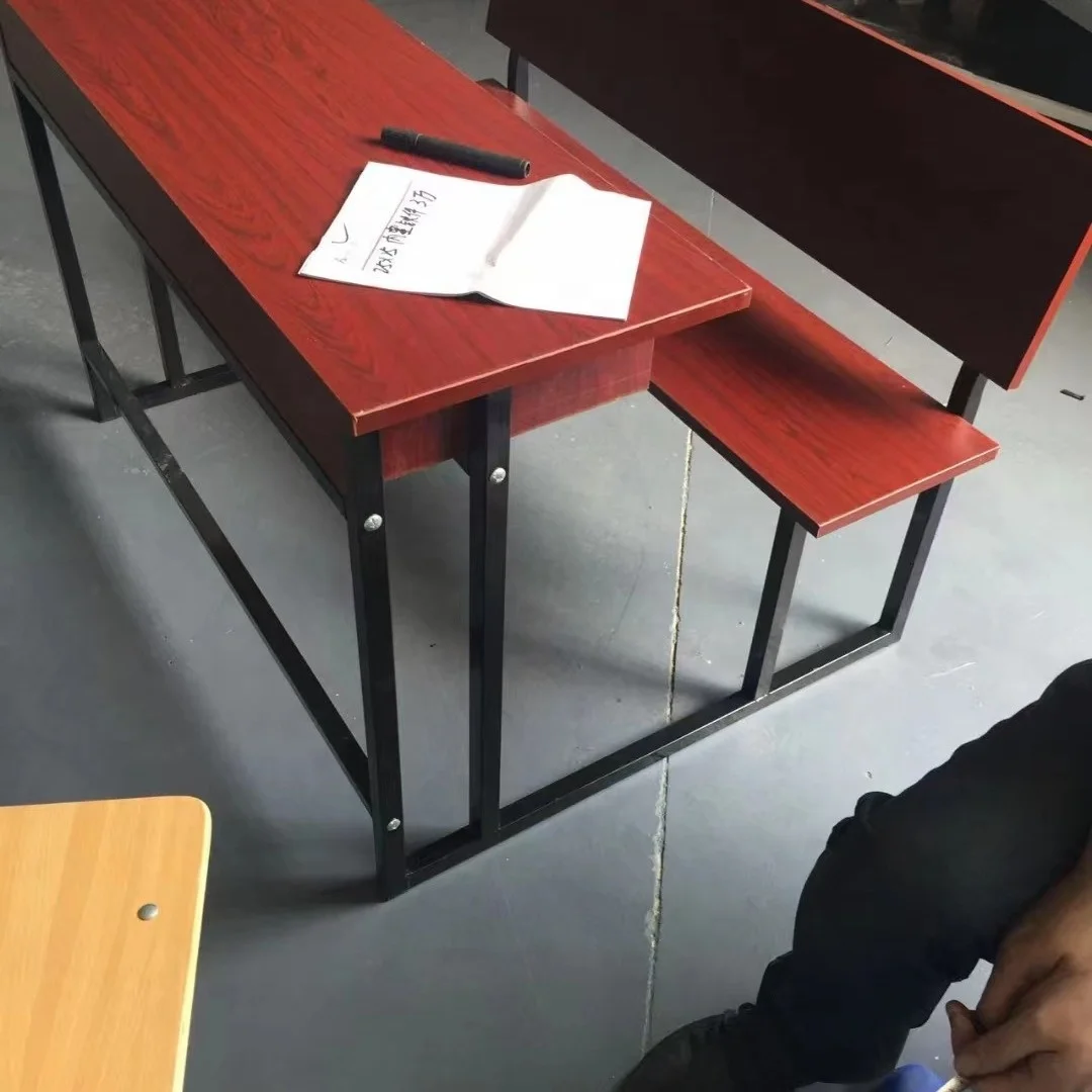 SF-1049,Manufactory Double School Desk And Chair Set Student Desk And Chair Wood School Furniture Set School Table And Bench