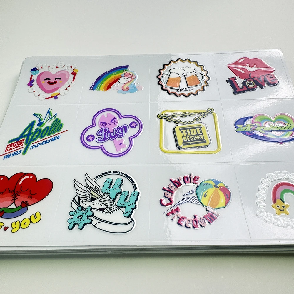 UV Transfer Logo Stickers Customized 3D Text Trademark Metal Labels