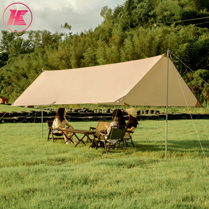 Outdoor Camping Tent Rain Fly Tarp Sun Shade Rain Fly Awning Camping Tarp Beach Tent Sun Shelter