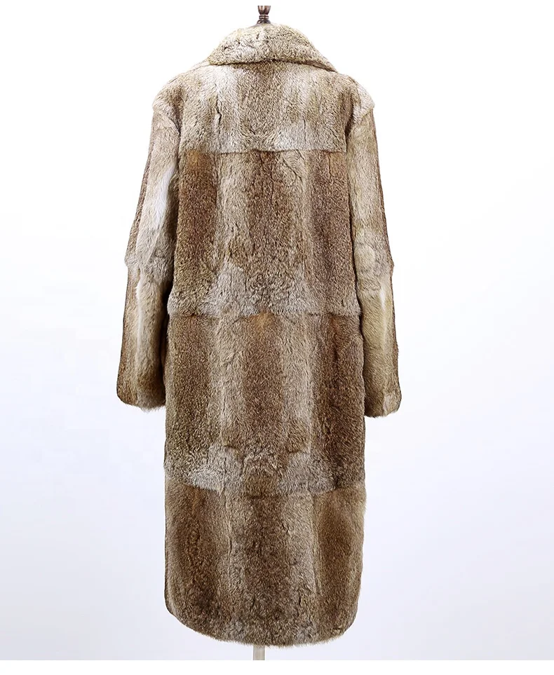 YR1226 Fashion Design Winter Mens Animal Rabbit Fur Long Coat Overcoat