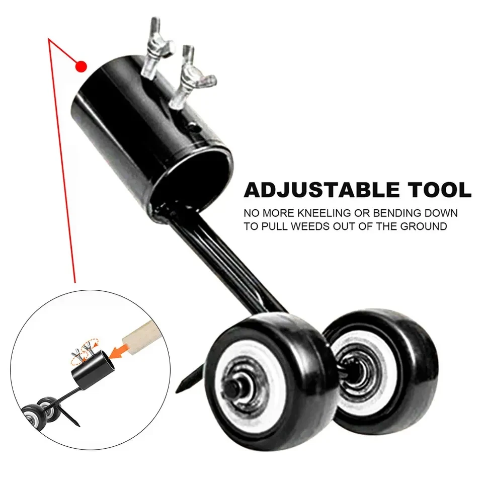 Crevice Weeder Adjustable Roller Bent Hook Push Type No Bend Weeder Gardening Weeding Hook other hand tool